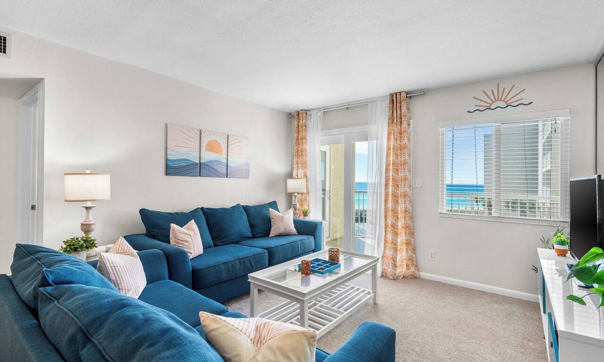 Holiday Isle Condo | 414- Beachfront with Wonderful Gulf Views. Free Beach Service!