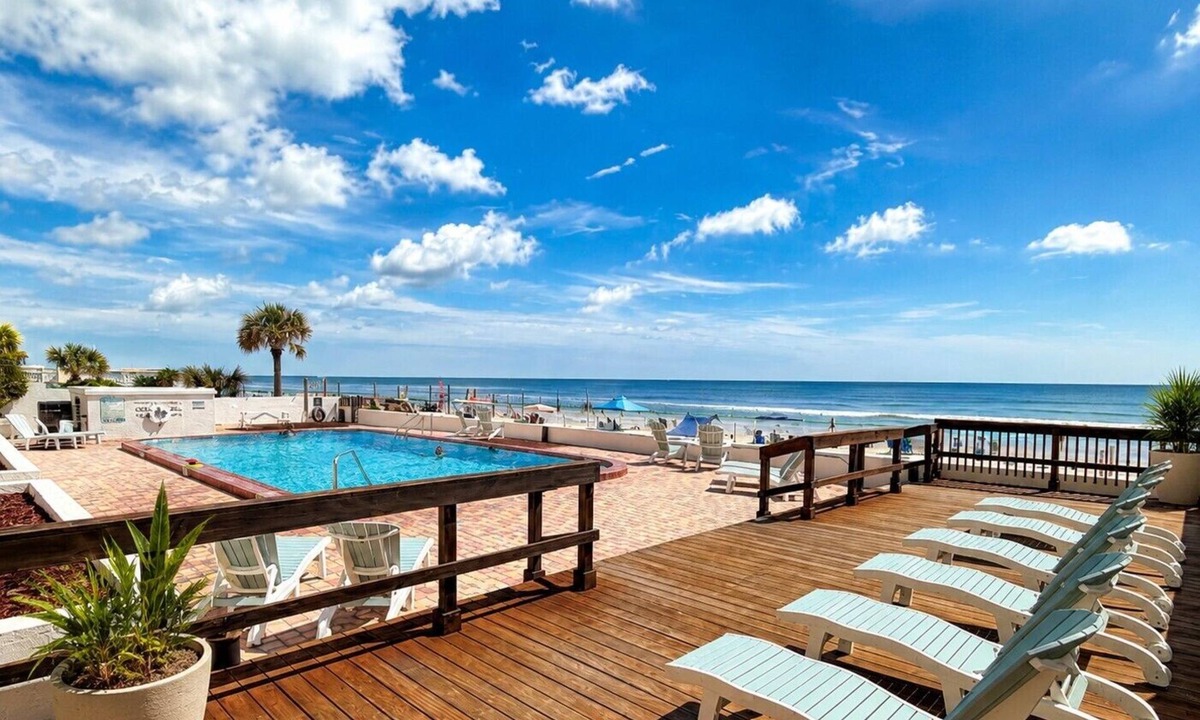 Daytona Beach Shores Condo | Gorgeous. Direct Beach Access Heated Oceanfront Pool, Pets OK, No Drive Beach