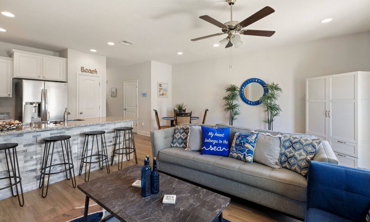 Thomas Drive House | Modern 3BR Townhome | Pool Access | Near Publix Sports Park & Beaches | Sleeps 9