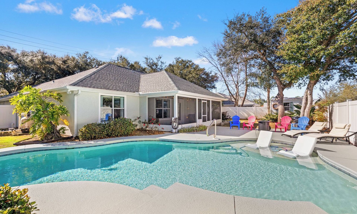 Thomas Drive House | Private Heated Pool 4BR Pickleball + Game Rm
