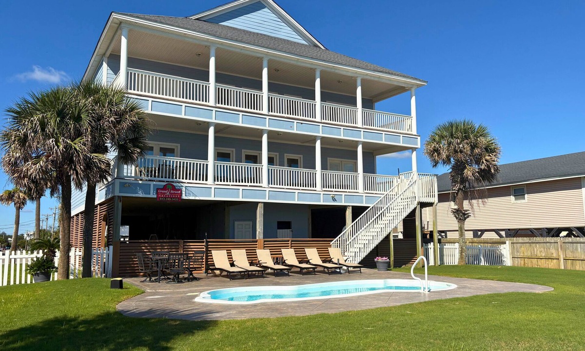 Cherry Grove Beach House | True Oceanfront 7 Suites Private Pool Sleeps 24 Anderson Cottage