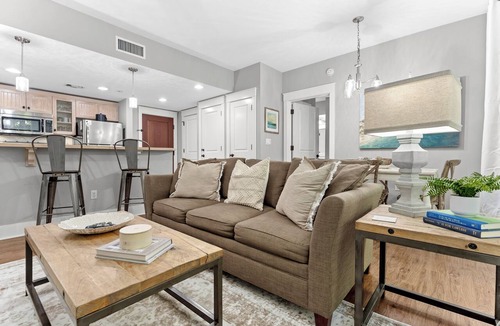 Baytowne Wharf Condo | 1BR Condo at Baytowne! Steps to Wharf, Tropical Pool & Hot Tub, Balcony View.