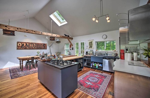 Meredith House | Game Room & Fire Pit: Peaceful Catskills Farmhouse