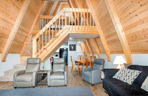 Au Gres Cabin | Lakefront A-Frame with Lofted Interior Ideal for Outdoor Activities in Michigan