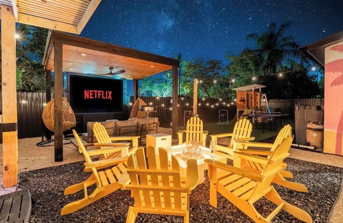 Largo House | Outdoor Movie Oasis Heated Pool Spa Game Room
