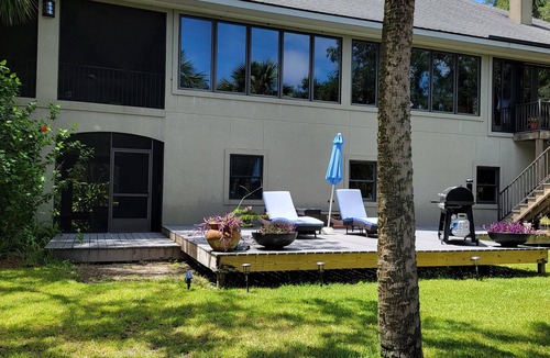 Saint Simons Island Apartment | Private hot tub and seasonally heated pool.