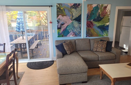 Frankfort House | Restoration - Romantic Getaway with Hot Tub, Deck, Fully Fenced-In Backyard, Bonfire Ring, Grill, A/C, and Great Location! Also dog-friendly!