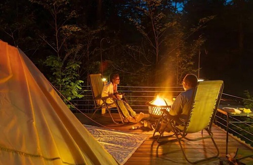 Harris RV Rental | Riverfront Bell Tent Glamping -15 minutes to Bethel Woods Concerts
