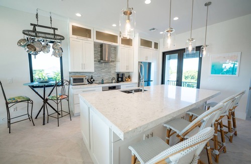 Bonita Springs Villa | STUNNING new home! Gulf & Bay views, 2 min walk to beach, private pool/spa/dock