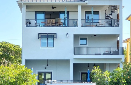 Bonita Springs Villa | STUNNING new home! Gulf & Bay views, 2 min walk to beach, private pool/spa/dock