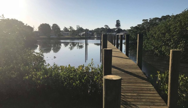 1.3 Acres PETS Waterfront FUN! Caged/Heated Pool, 100' Pier, CANOES Kayaks incl!