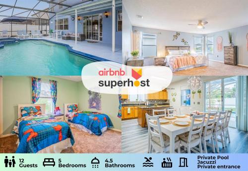 5 Bedroom Villa l 10 min to Disney l Themed Rooms
