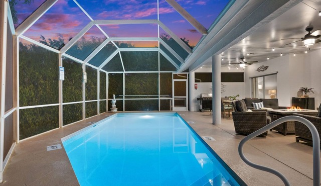 Cozy Villa with Heated Pool, Covered Outdoor Living, Just Minutes to Beach