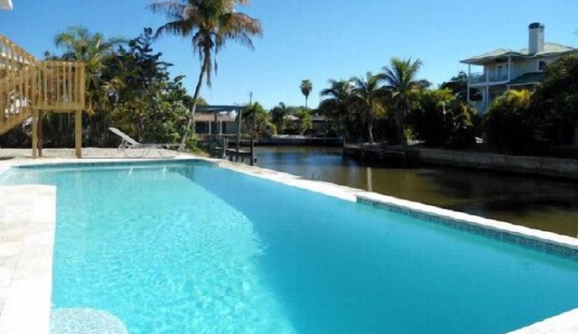 Island Villa with 33 Foot Infinity Pool, Dock and Boat Access, Dolphin Visits