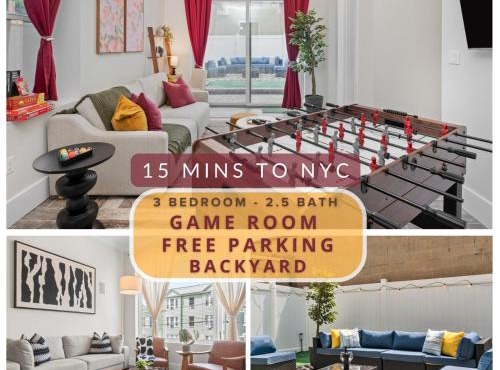 LUXE 3BR with Free Parking & Backyard and 15min to NYC