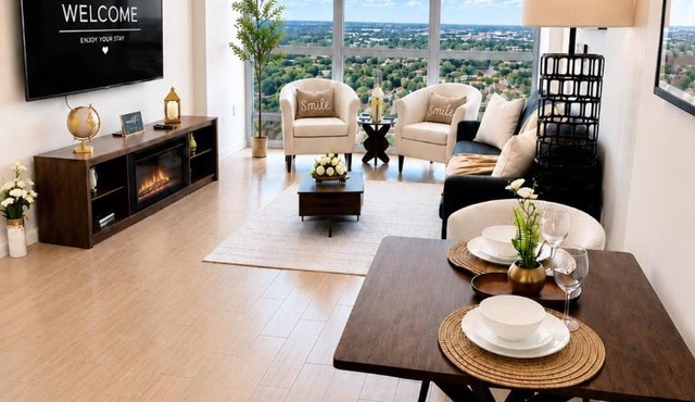 Luxury Skyline Apartment- Resort-Style Pool , Gym & Game Room