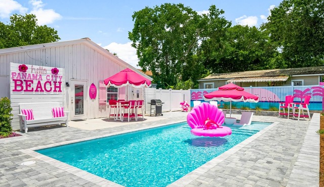 Pink Prerogative - All-Pink Beach Bungalow with Private Pool & Golf Cart