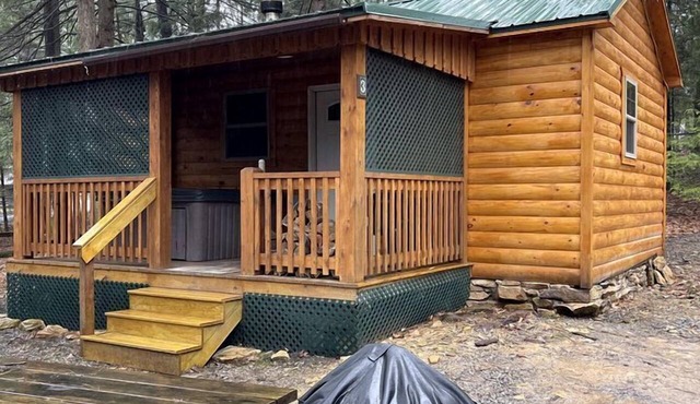 Romantic Cabin Escapes to this Charming Cook Forest Rental with Private Hot Tub in Clarington